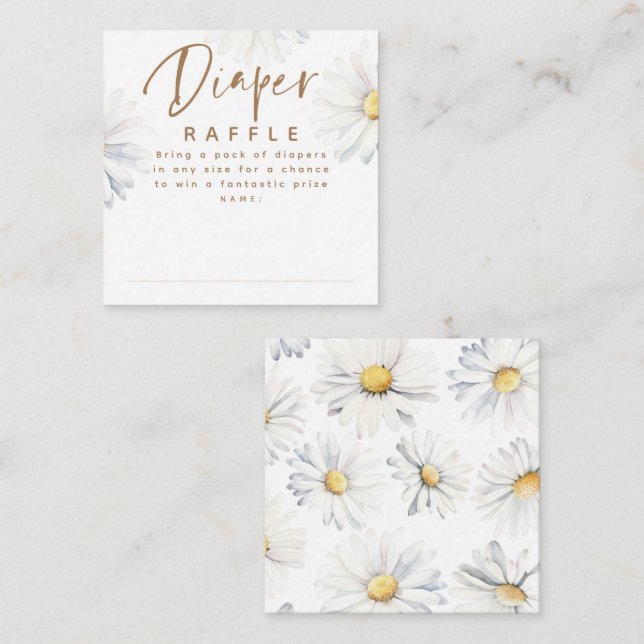 Carte D'accompagnement Billet Baby shower Daisy Flower Raffle (Devant / Derrière)