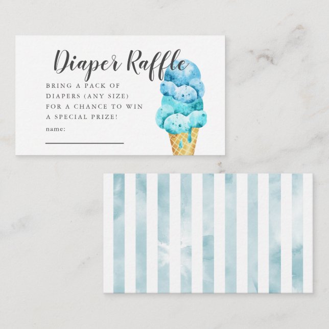 Carte D'accompagnement Billet Baby shower de crème glacée bleue (Devant / Derrière)