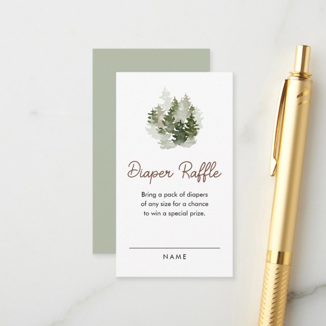 Carte D'accompagnement Billet Baby shower de la forêt de bois (Devant/Arrière en situation)