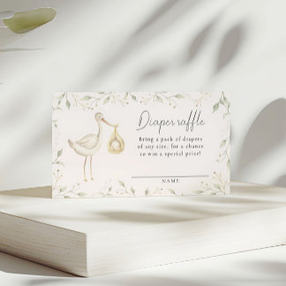 Carte D'accompagnement Billet Baby shower de la verdure de cigogne