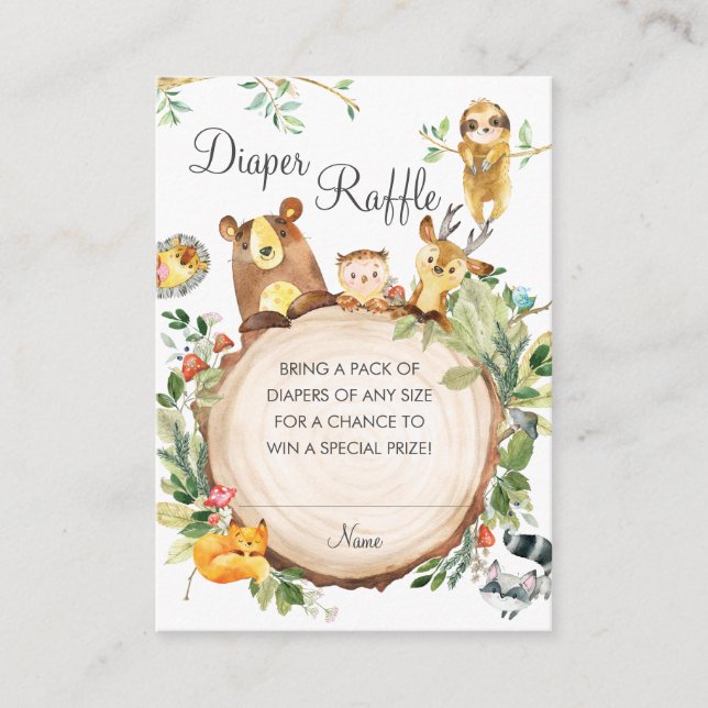 Carte D'accompagnement Billet Baby shower de la verdure du bois au feuill (Devant)