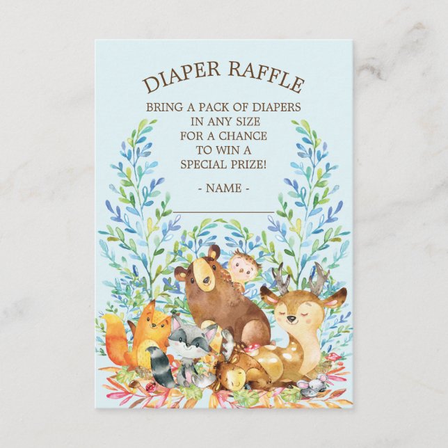 Carte D'accompagnement Billet Baby shower de lessive pour animaux de bois (Devant)
