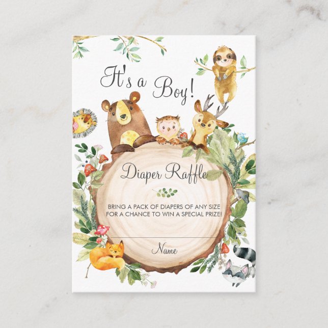 Carte D'accompagnement Billet Baby shower de lessive pour animaux de bois (Devant)