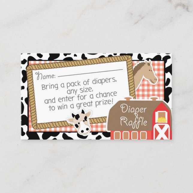 Carte D'accompagnement Billet Baby shower de lessive pour animaux de ferm (Devant)