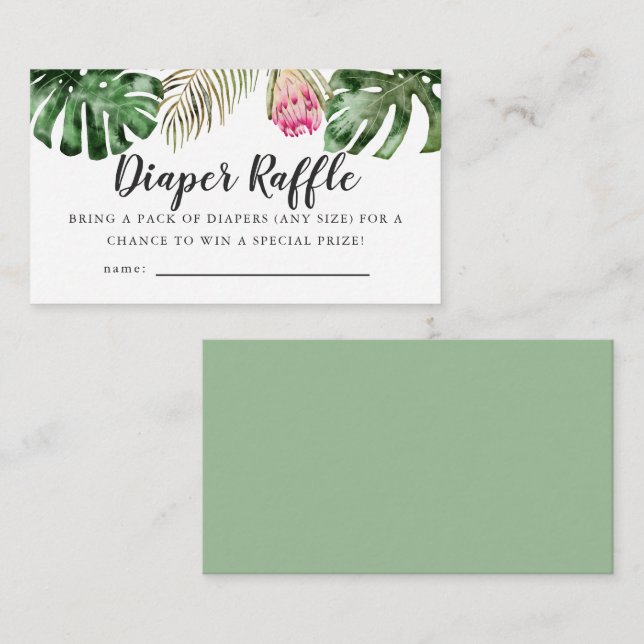 Carte D'accompagnement Billet Baby shower de verdure Tropical Refle (Devant / Derrière)