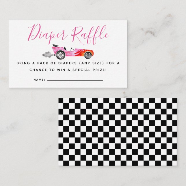 Carte D'accompagnement Billet Baby shower Déchets de voiture de course ro (Devant / Derrière)