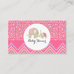 Carte D'accompagnement Billet Baby shower éléphant et Chevron de Bohême