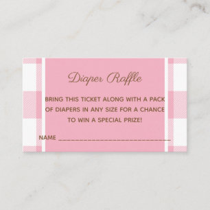 Carte D'accompagnement Billet baby shower Fille Ours Pink Diaper Raffle