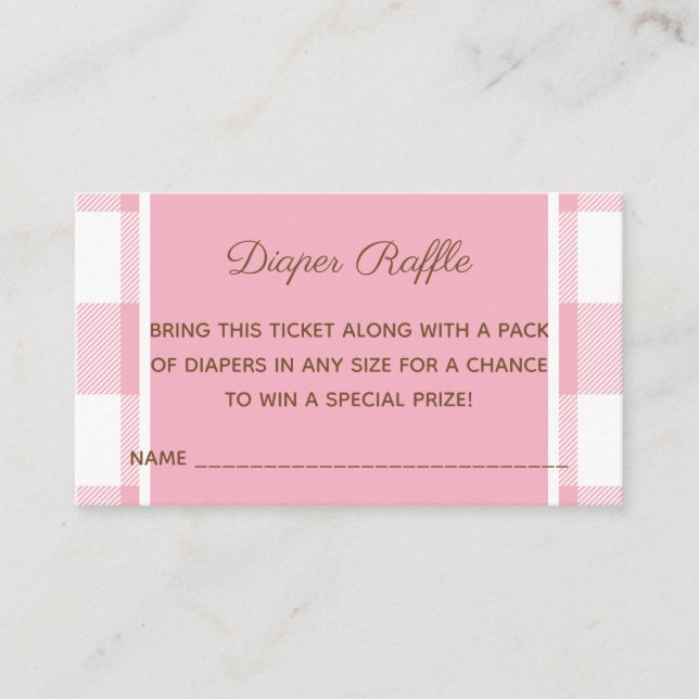 Carte D'accompagnement Billet baby shower Fille Ours Pink Diaper Raffle (Devant)