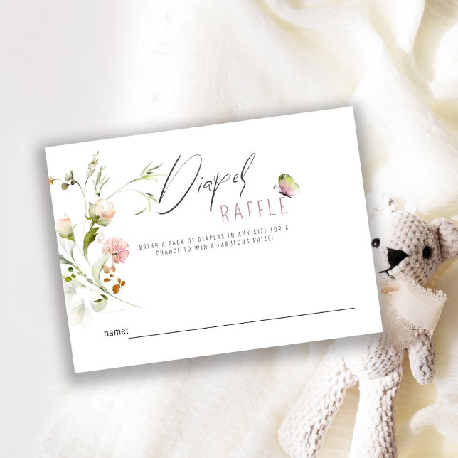 Carte D'accompagnement Billet Baby shower Fleur sauvage Boho Déchets (Créateur téléchargé)