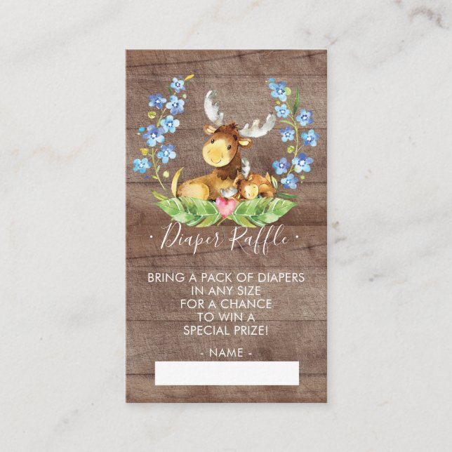 Carte D'accompagnement Billet Baby shower Moose Woodland (Devant)