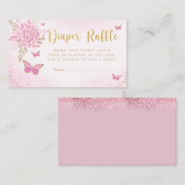 Carte D'accompagnement Billet Baby shower Papillon Cute Reflets Au Refus  (Devant / Derrière)
