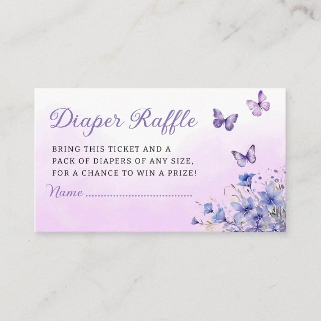 Carte D'accompagnement Billet Baby shower Papillon violet (Devant)