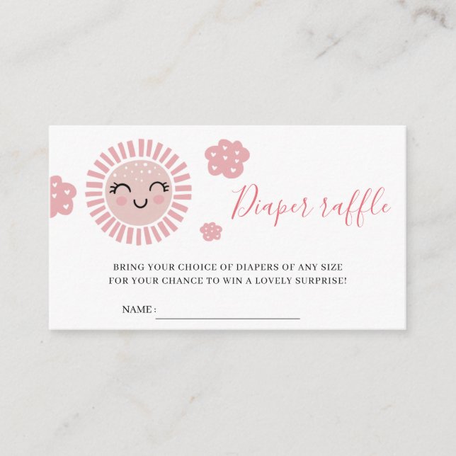 Carte D'accompagnement Billet Baby shower rondelle rose soleil (Devant)