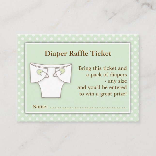 Carte D'accompagnement Billet Baby shower vert à la menthe Raffle Insérer (Devant)