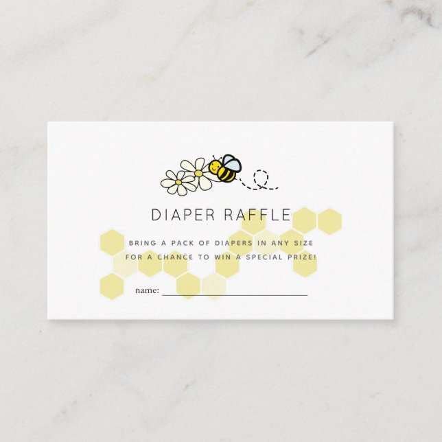 Carte D'accompagnement Billet Bee Daisy White Baby shower Diaper Raffle (Devant)