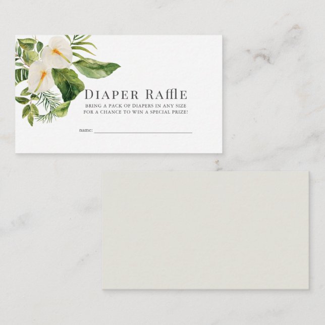 Carte D'accompagnement Billet blanc Anthurium Floral Diaper (Devant / Derrière)