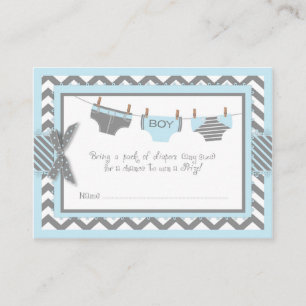 Carte D'accompagnement Billet Blue Elephant Bird and Diaper Raffle