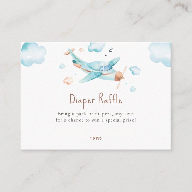 Carte D'accompagnement Billet Blue Toy Avion Baby shower Raffle (Devant)