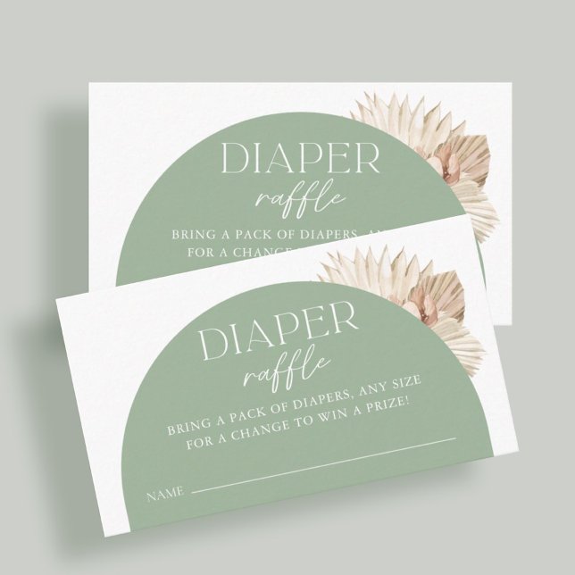 Carte D'accompagnement Billet Boho Sage Green Baby shower Déchets Raffle (Créateur téléchargé)