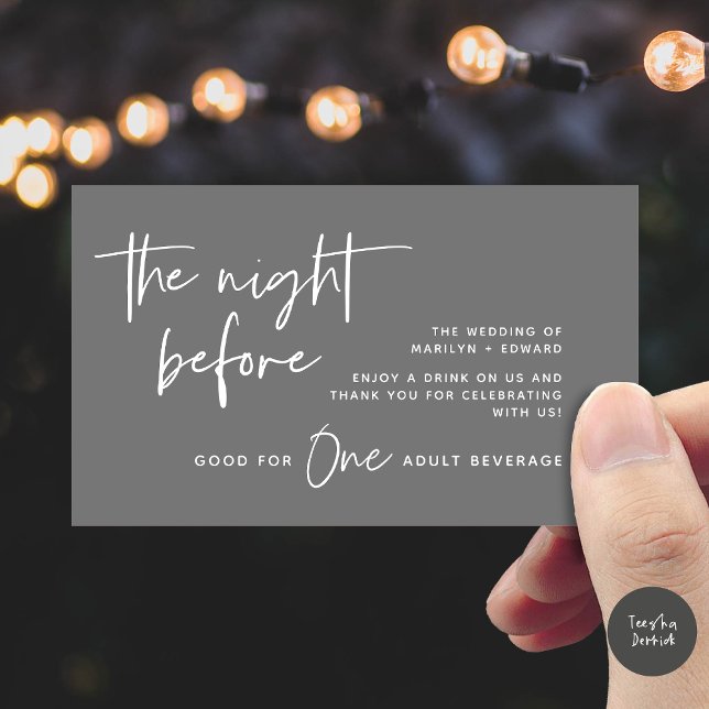 Carte D'accompagnement Billet boisson, Boissons pour adultes, Soirée de m (Drink Ticket, Adult Beverage, Modern Wedding Dinner Party Enclosure Card Dark Grey)