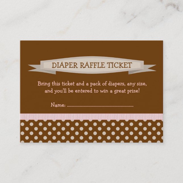 Carte D'accompagnement Billet Brown de rabat de Baby shower PInk Insertio (Devant)
