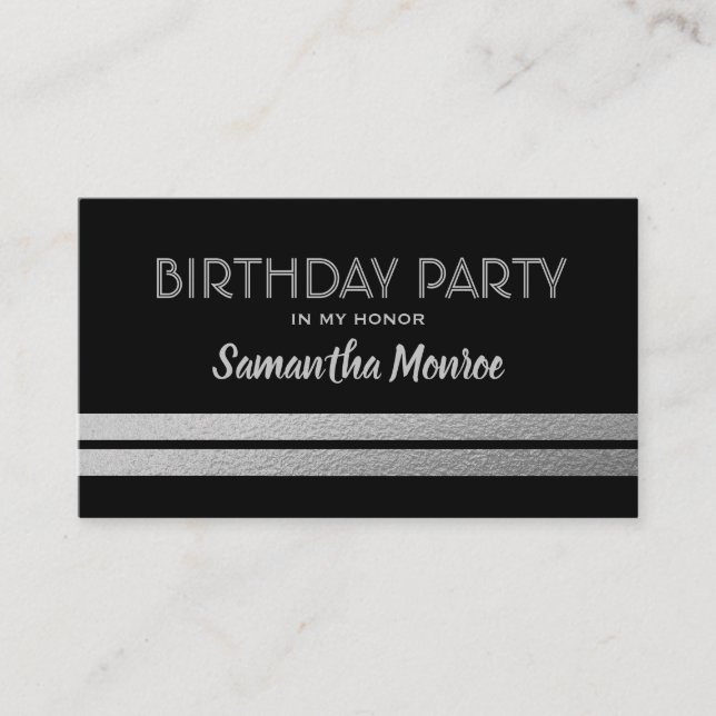 Carte D'accompagnement Billet Chic Argent Foil Stripes, Billet Anniversai (Devant)