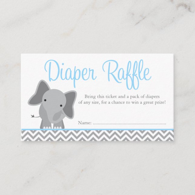 Carte D'accompagnement Billet chic Elephant Bleu Chevron Roulette (Devant)