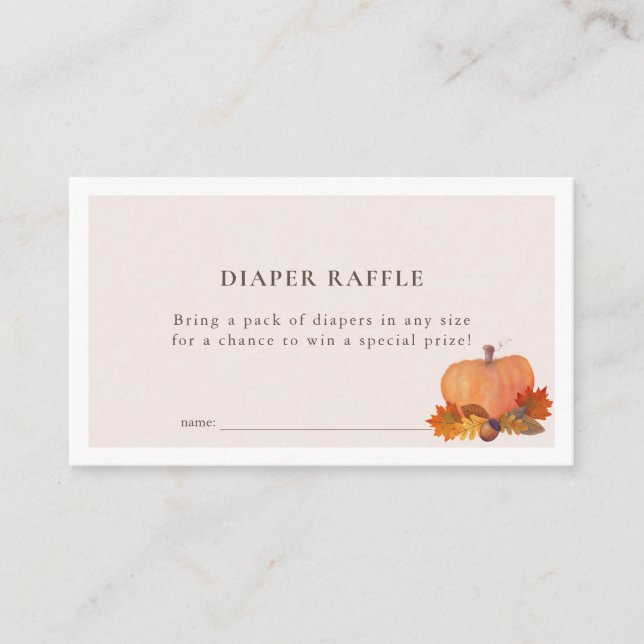 Carte D'accompagnement Billet citrouille automne Feuilles Pink Diaper (Devant)