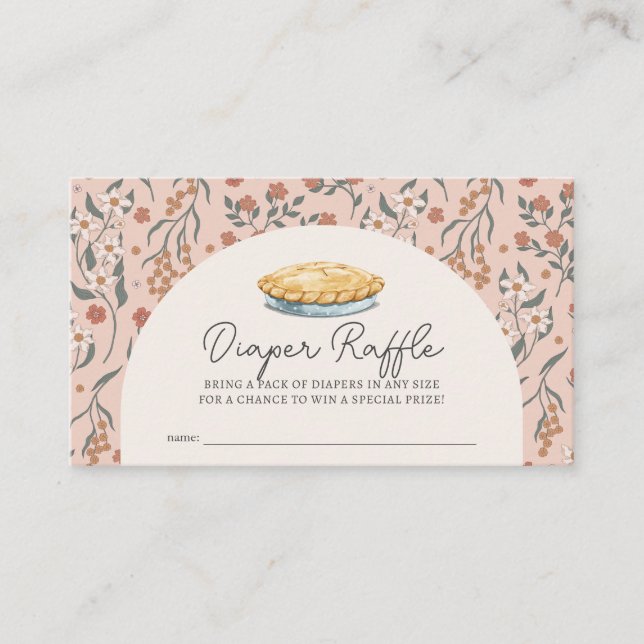 Carte D'accompagnement Billet Cutie Pie Rose Floral Baby Diaper Raffle (Devant)