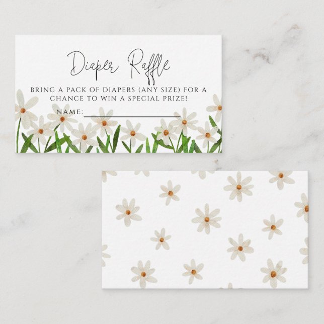 Carte D'accompagnement Billet Daisy Baby shower Daisy Raffle (Devant / Derrière)