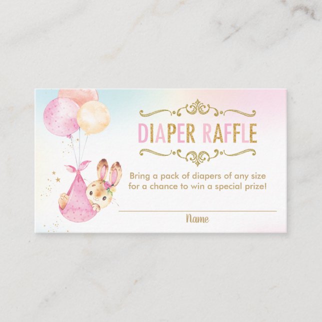 Carte D'accompagnement Billet de Baby shower de ballons de lapin (Devant)