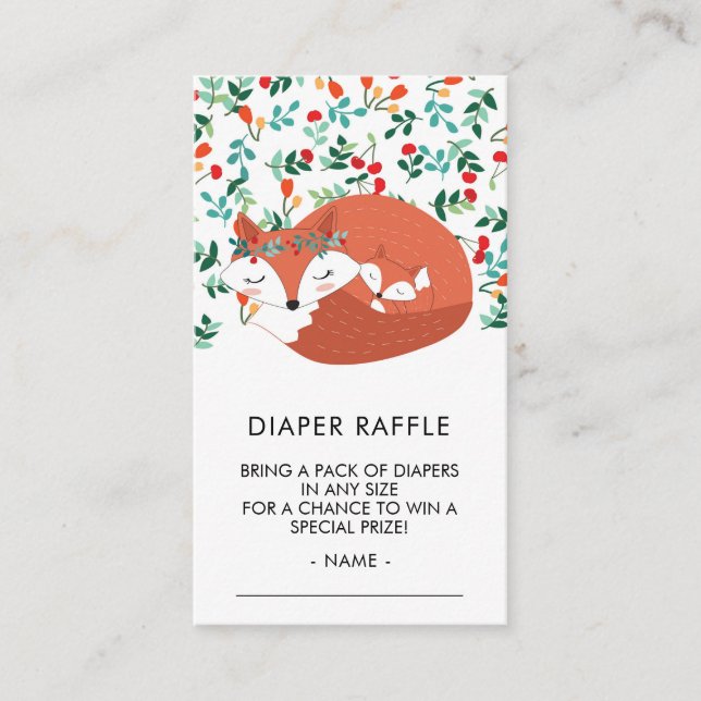 Carte D'accompagnement Billet de Baby shower de couches de bois Fox (Devant)
