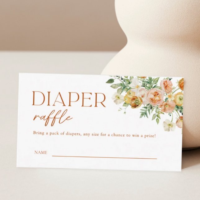 Carte D'accompagnement Billet de Baby shower de couches de fleurs Boho (Créateur téléchargé)