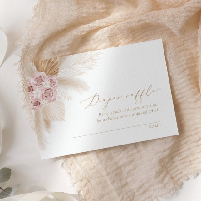 Carte D'accompagnement Billet de Baby shower de laiton Boho Pampas (Créateur téléchargé)