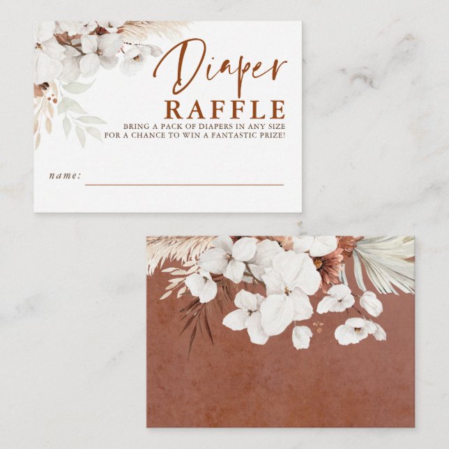 Carte D'accompagnement Billet de Baby shower floral en terracotta (Devant / Derrière)