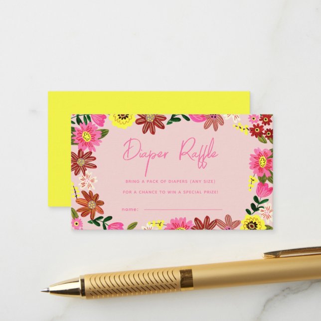 Carte D'accompagnement Billet de Baby shower floral rose mignon (Devant/Arrière en situation)