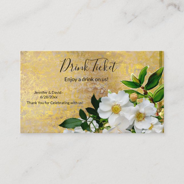 Carte D'accompagnement Billet de boisson à la réception de mariage (Devant)