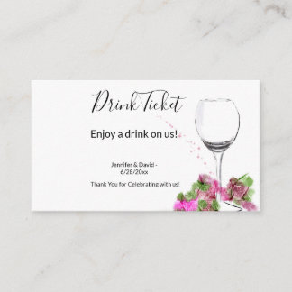 Carte D'accompagnement Billet de boisson à la réception de mariage
