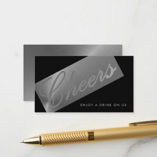 Carte D'accompagnement Billet de boisson "Cheveux" Script noir et argent