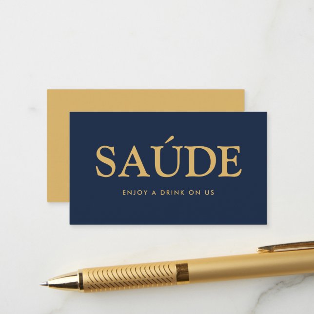 Carte D'accompagnement Billet de boissons gratuites "Saúde" en portugais  (Devant/Arrière en situation)