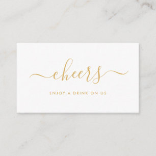 Carte D'accompagnement Billet de boissons sans script simple - Gold & Whi