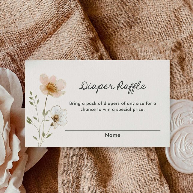 Carte D'accompagnement Billet de jeu Boho Fleur sauvage Diaper (Wildflower boho Baby Shower Diaper Raffle Ticket)