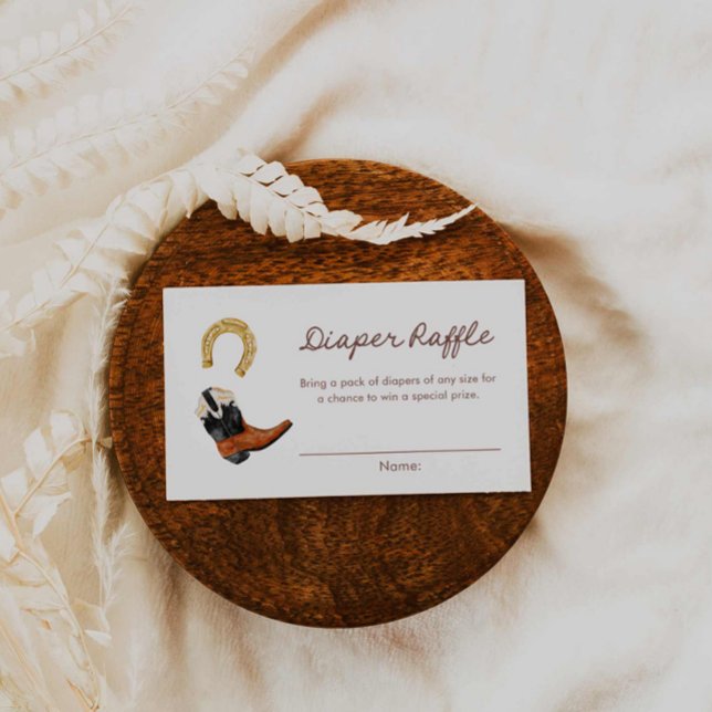 Carte D'accompagnement Billet de jeu de chevalets de lessive occidentale  (Western Boy Baby Shower Diaper Raffle ticket)