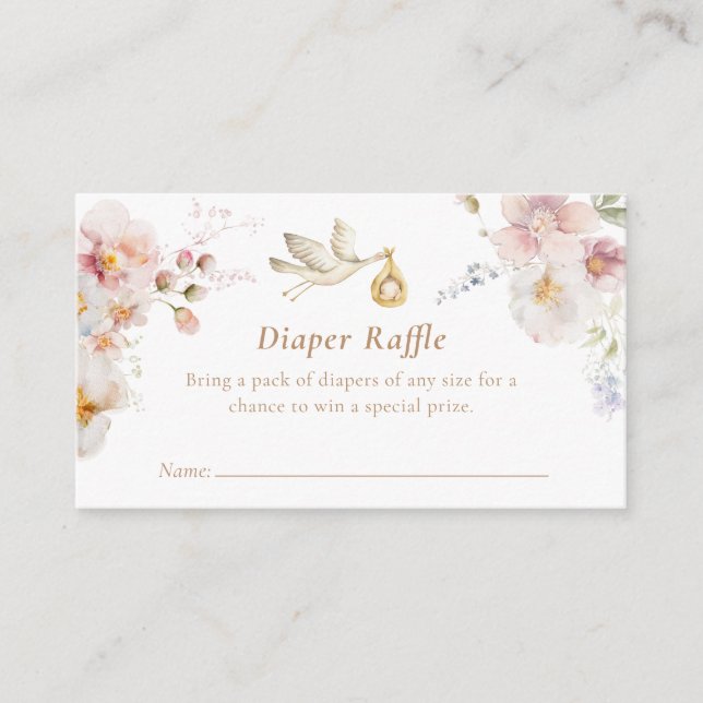 Carte D'accompagnement Billet de jeu fleur sauvage Baby shower de jardin (Devant)