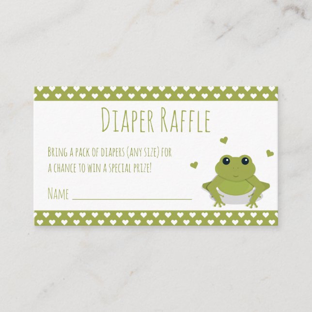 Carte D'accompagnement Billet de loterie Raffle Vert Coeurs de grenouille (Devant)