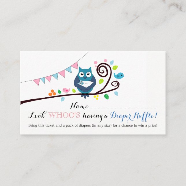 Carte D'accompagnement Billet de rabat à Baby shower de Chouette à Whimsi (Devant)