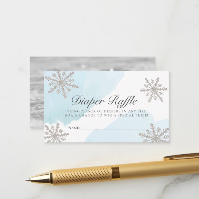 Carte D'accompagnement Billet de rabat à l'eau bleu Snowflakes (Devant/Arrière en situation)