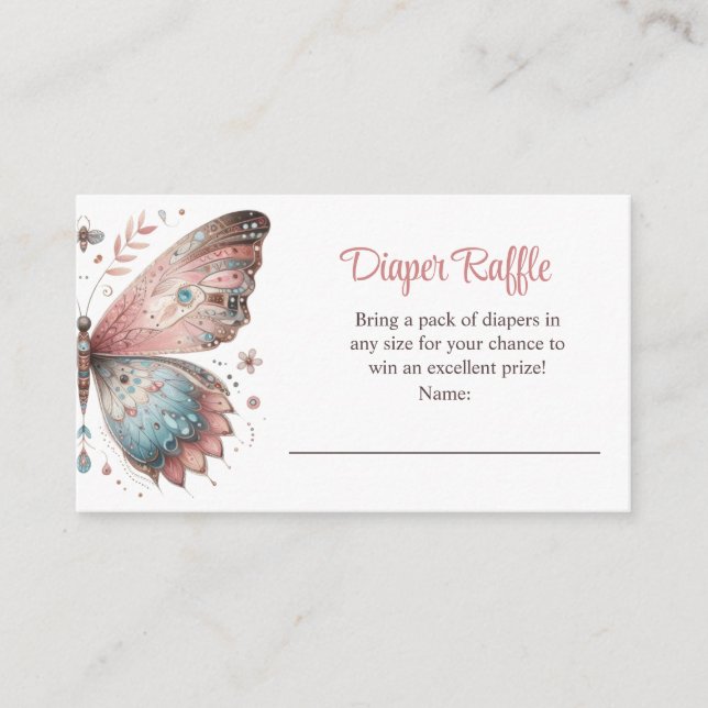 Carte D'accompagnement Billet de rabat à Papillon Boho - rose pâle (Devant)