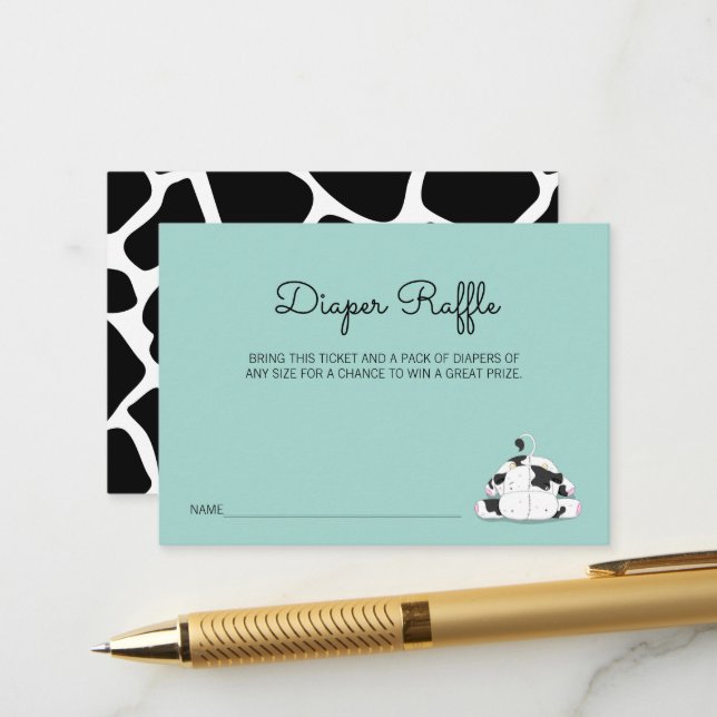 Carte D'accompagnement Billet de rabat au Baby shower de petite vache mig (Devant/Arrière en situation)